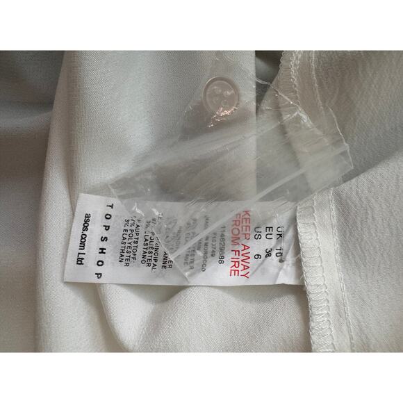 NEW TOPSHOP NORDSTROM Cream Twist Front Satin Mini Shirt Dress Size 6 - Picture 5 of 7